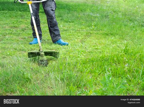 Male Gardener Mows Image And Photo Free Trial Bigstock