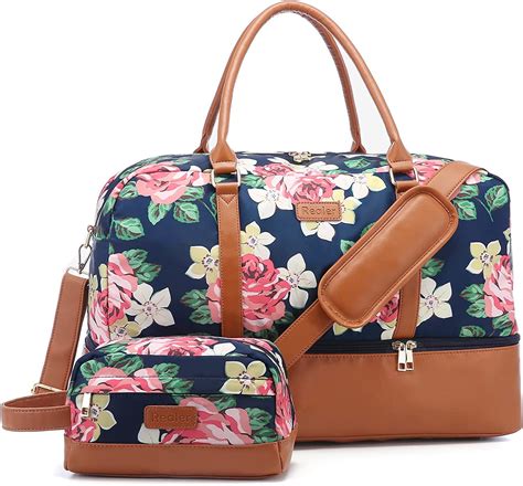 Travel Duffel Bag For Women Canvas Weekender Bag With Toiletry Bag