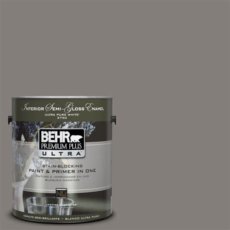 Behr Premium Plus Ultra Gal Ul Suede Gray Semi Gloss Enamel