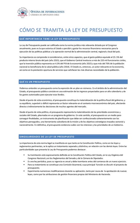 Ley Presupuesto C Mo Se Tramita La Ley De Presupuesto Qu Importancia