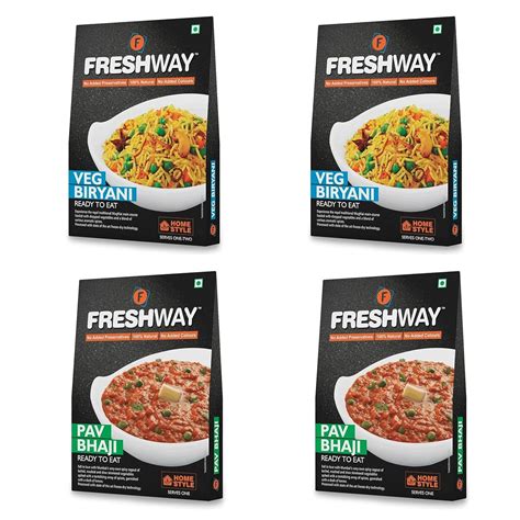 Freshway Pack Of 4 Veg Biryani Veg Biryani Pav Bhaji Pav Bhaji