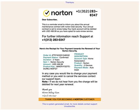 Norton Subscription Will Renew Today Email Scam Removal And Off