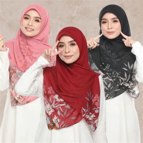 Tudung Bawal Cotton Premium Voile Lasercut Printed Bidang 45 Shopee