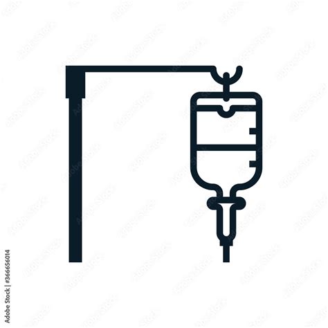 Saline Iv Bag Blood Bag Outline Icons Vector Illustration Editable