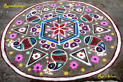 Margazhi Kolam Revathi Kolangal Peacock Rangoli Easy Rangoli Designs