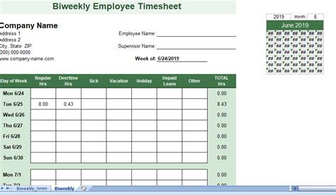 Biweekly-employee-timesheet - Excel templates