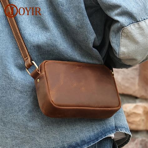 Joyir Mini Messenger Bag De Couro Genu No Para Homens E Mulheres Travel