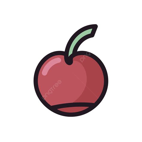 Flat Drawing Of A Cherry With A Red Leaf Vector A Lineal Icon Depicting Chocolate Covered