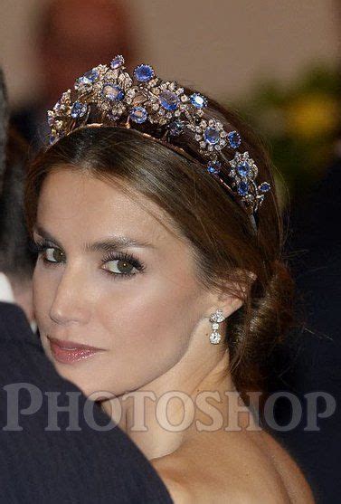 Woman Wearing An Antique Sapphire And Diamond Necklace And Tiara Part