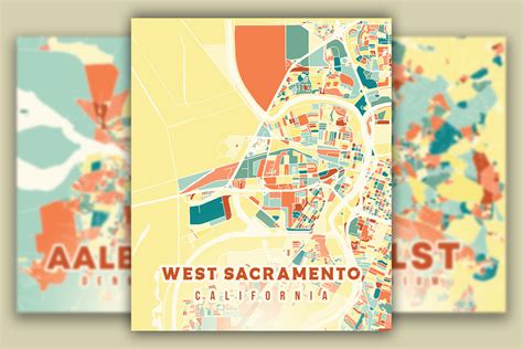 West Sacramento California Colorful Map Graphic by Poster Boutique ...