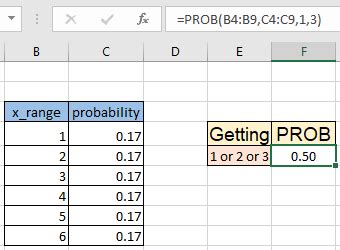 Calculate Discrete Probability in Excel