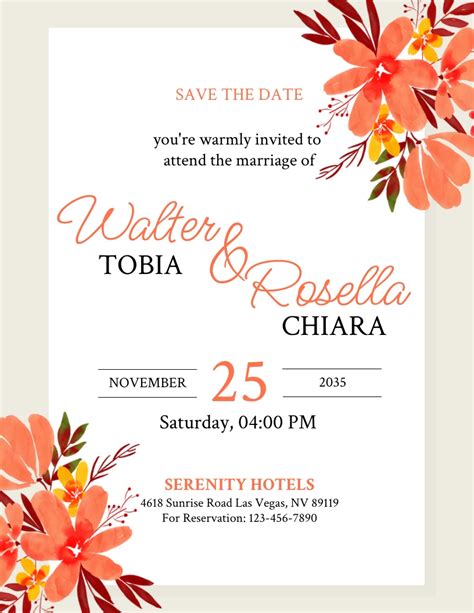 Floral Wedding Invitation Flyer Template Venngage