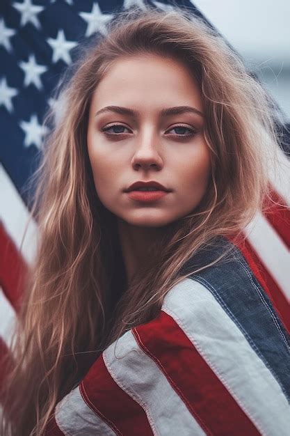 Premium Ai Image Independence Day A Woman With A American Flag