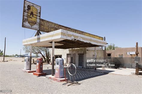 Abandoned Gas Station On Route 66 Desert High-Res Stock Photo - Getty ...