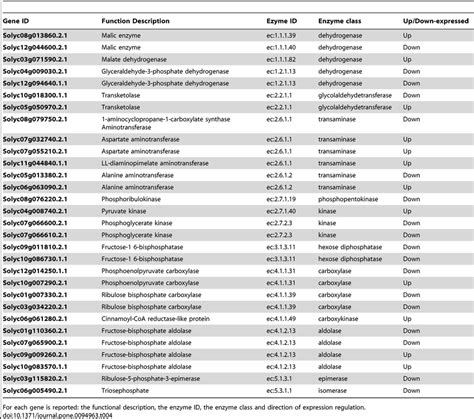 List Of Genes Involved In Carbon Fixation Differentially Expressed