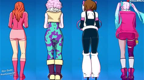 Fortnite Ring It On Emote With Atom Eve Mina Ashido Ochaco Lennox Rose Skins Thicc 🍑😘😜😍 Who Won