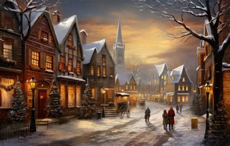 Christmas wallpaper with winter village 29563482 Stock Photo at Vecteezy