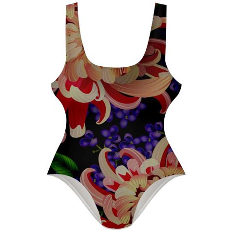 Ownsummer Floral Flower Pattern Stylish One Piece Swimsuit For Women