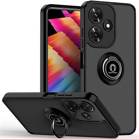 Infinix Hot I Case WindCase Ring Holder Stand Matte Back Soft Bumper Case Cover For Infinix