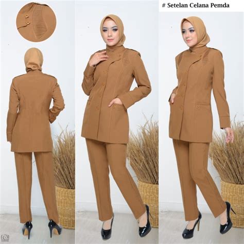 Jual WANITA PNS SERAGAM BLAZER BAJU KERJA KANTOR SERAGAM PEMDA TUA