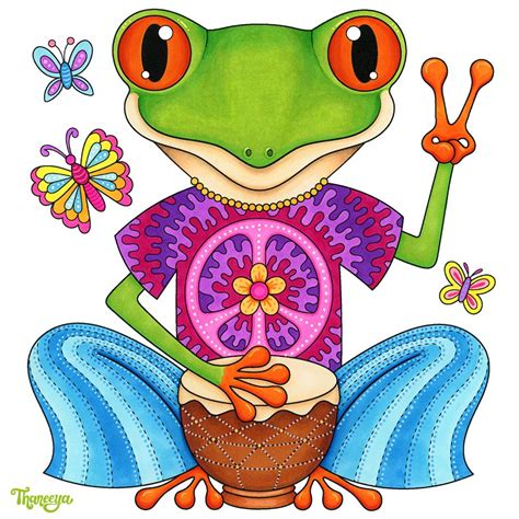 Peace Frog Drawing By Thaneeya Mcardle This Froovy Frog Is Available