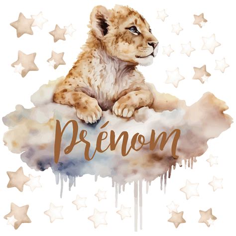 Sticker prénom personnalisé bébé roi lion Stickers STICKERS CHAMBRE