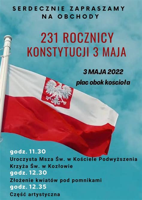 231 rocznica uchwalenia Konstytucji 3 maja Gmina Kozłów Gmina Kozłów