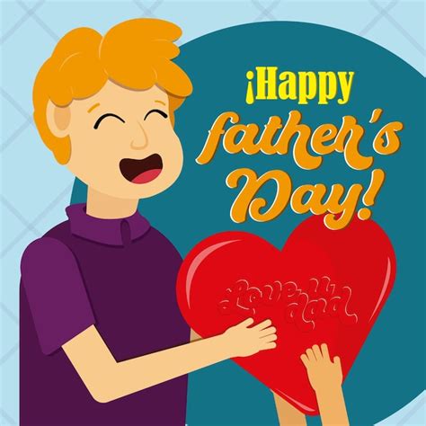 Premium Vector Happy Fathers Day Card Man With A Heart Vector