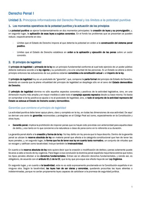 Unidad 03 Los Principios Informadores Del Derecho Penal Y Los Límites