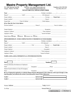 Fillable Online Btenant Rental Applicationb Form Fax Email Print