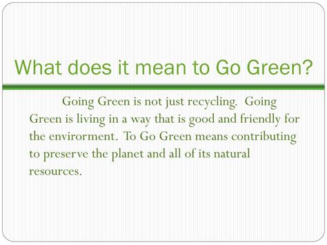 Ppt Go Green Powerpoint Presentation Free Download Id6542924