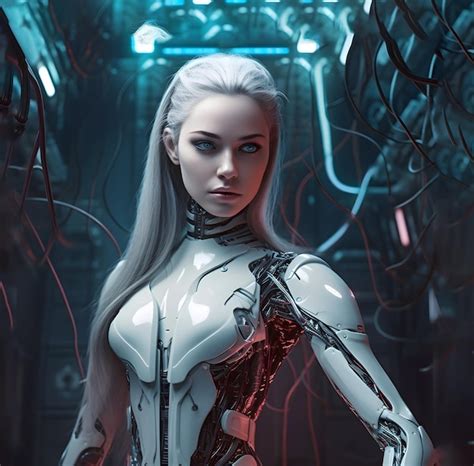 Premium Ai Image Cyborg Woman D Digital Art Illustration