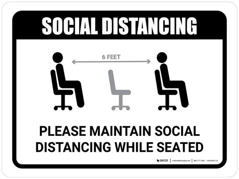 Please Maintain Social Distancing While Seated With Icon Landscape