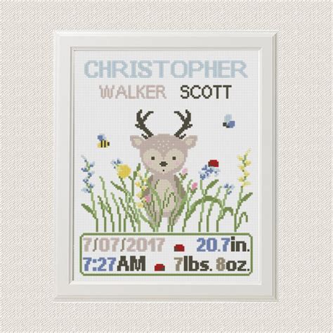 Baby Birth Announcement Cross Stitch Pattern Boy Newborn Etsy