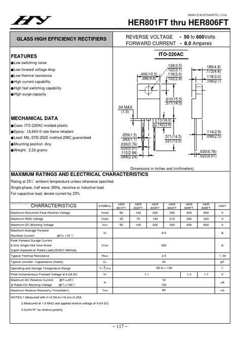 Her Ft Datasheet Glass High Efficiency Rectifiers