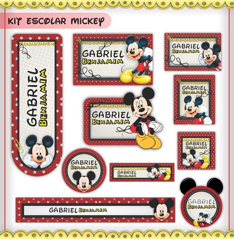 Arquivo Digital Etiqueta Escolar Mickey Mouse Elo