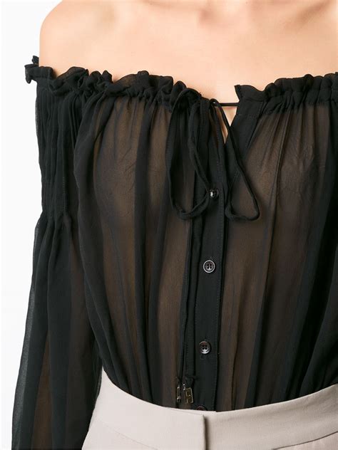 Amir Slama Off Shoulder Ruched Body Black Farfetch