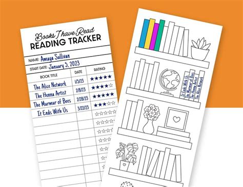 Reading Tracker Bookmarks Printable Reading List Bookmark With