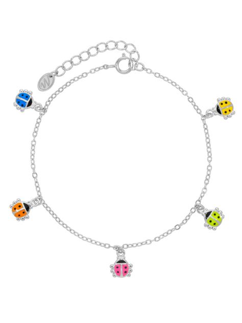 Pulsera De Plata Mariquitas Strass