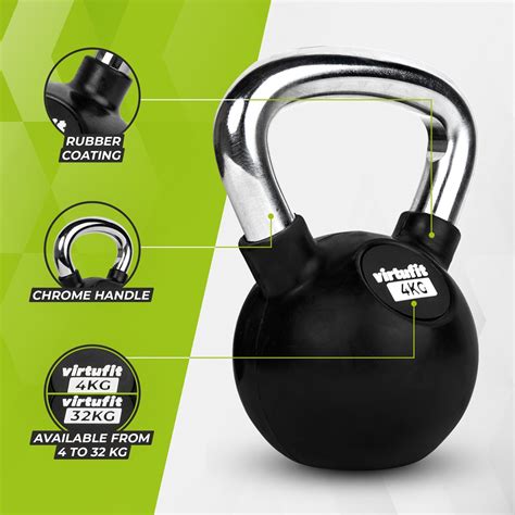 VirtuFit Kettlebell Rubber Chroom 4 Kg Fitwinkel Nl