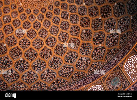 Interior View Of The Dome Of Sheikh Lotf Allah Mosque Esfahan Iran