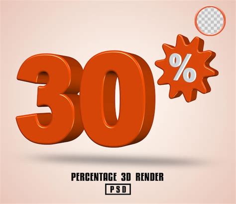 Premium Psd 3d Render Number Percentage Orange Color