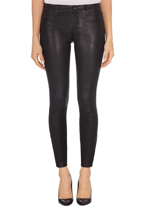 J Brand L8001 Mid Rise Stretch Leather Leggings Black