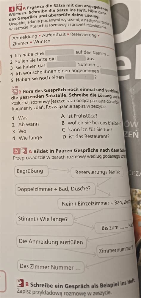 Język niemiecki klasa 2 liceum zadania 4 i 5 strona 20 zadanie w