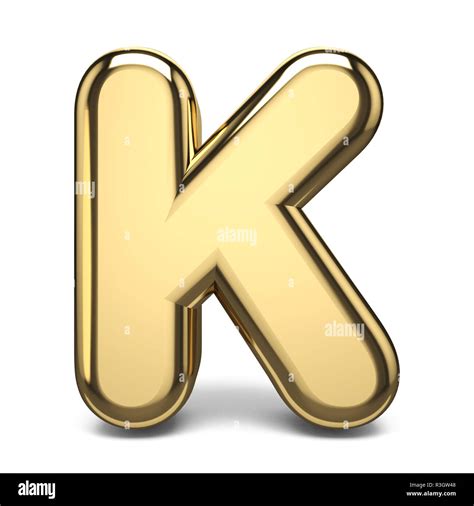 Golden Font Letter K 3D Render Illustration Isolated On White