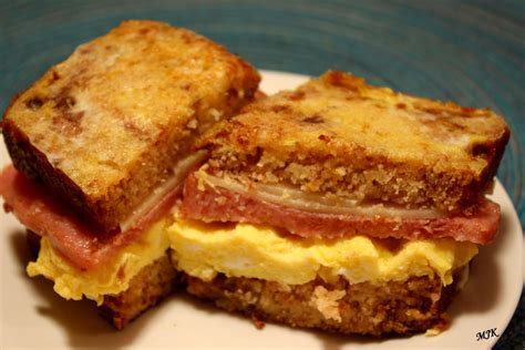 Melissa S Cuisine Monte Crisco Sandwiches With Cinnamon Raisin Quick Bread