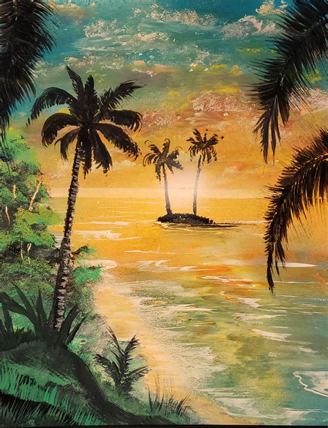 Paintings Of Sunsets With Palm Trees