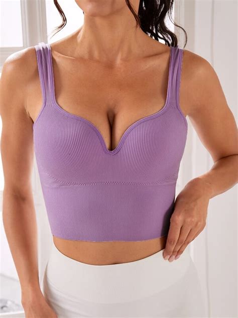 Yoga Sxy Solid Bustier Sports Bra SHEIN USA