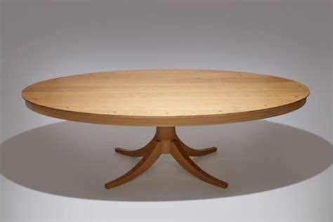 Oval Oak Dining Table With Walnut Marquetry Baring Furniture