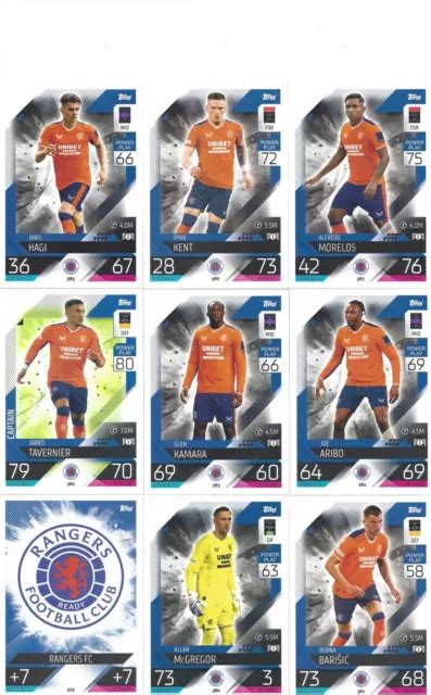 MATCH ATTAX CHAMPIONS League 2022 2023 Alle 9 Karten Von Rangers FC EUR